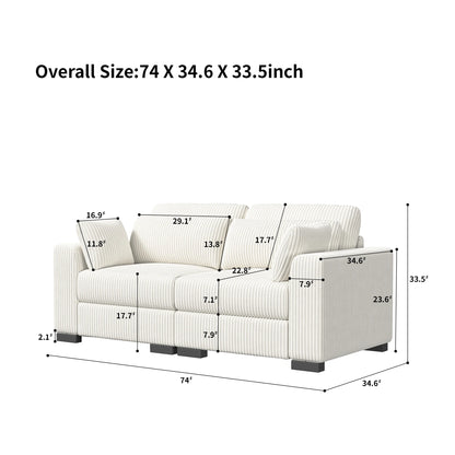 Multi-seater modular Couch, soft smooth ribbed velvet fabric, high resilience seat Cushion, flexible and mobile foot rest, removable backrest Cushion, extra storage space
