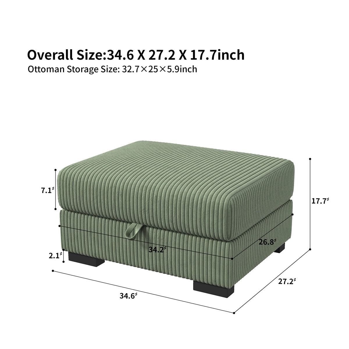 Multi-seater modular Couch, soft smooth ribbed velvet fabric, high resilience seat Cushion, flexible and mobile foot rest, removable backrest Cushion, extra storage space
