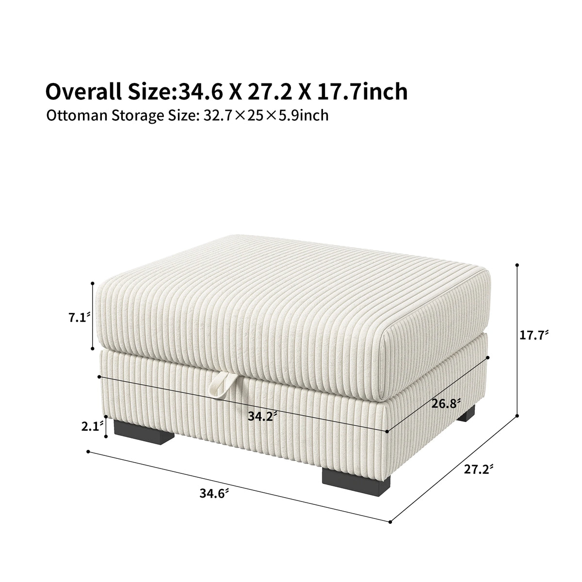 Multi-seater modular Couch, soft smooth ribbed velvet fabric, high resilience seat Cushion, flexible and mobile foot rest, removable backrest Cushion, extra storage space