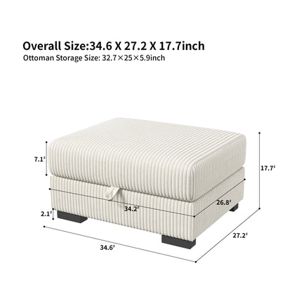 Canapé Modulable Coffre Velours Côtelé